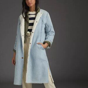Pilcro Reversible Sherpa Denim Duster Mantel size M